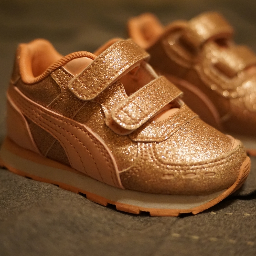 Puma Infant Shoes 5c Pink Glitter Velcro Sneakers
